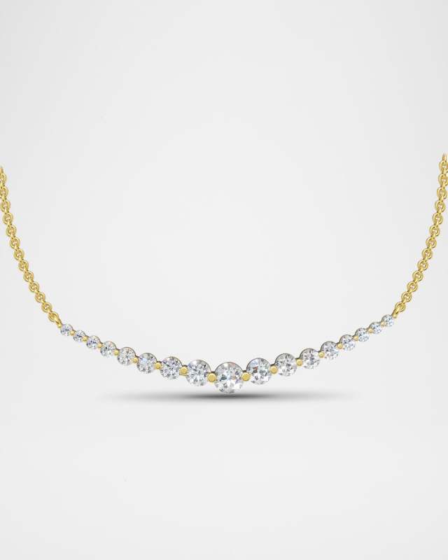 Lab Grown Diamond 18K Yellow Gold Graduated Necklace, 3.0tcw